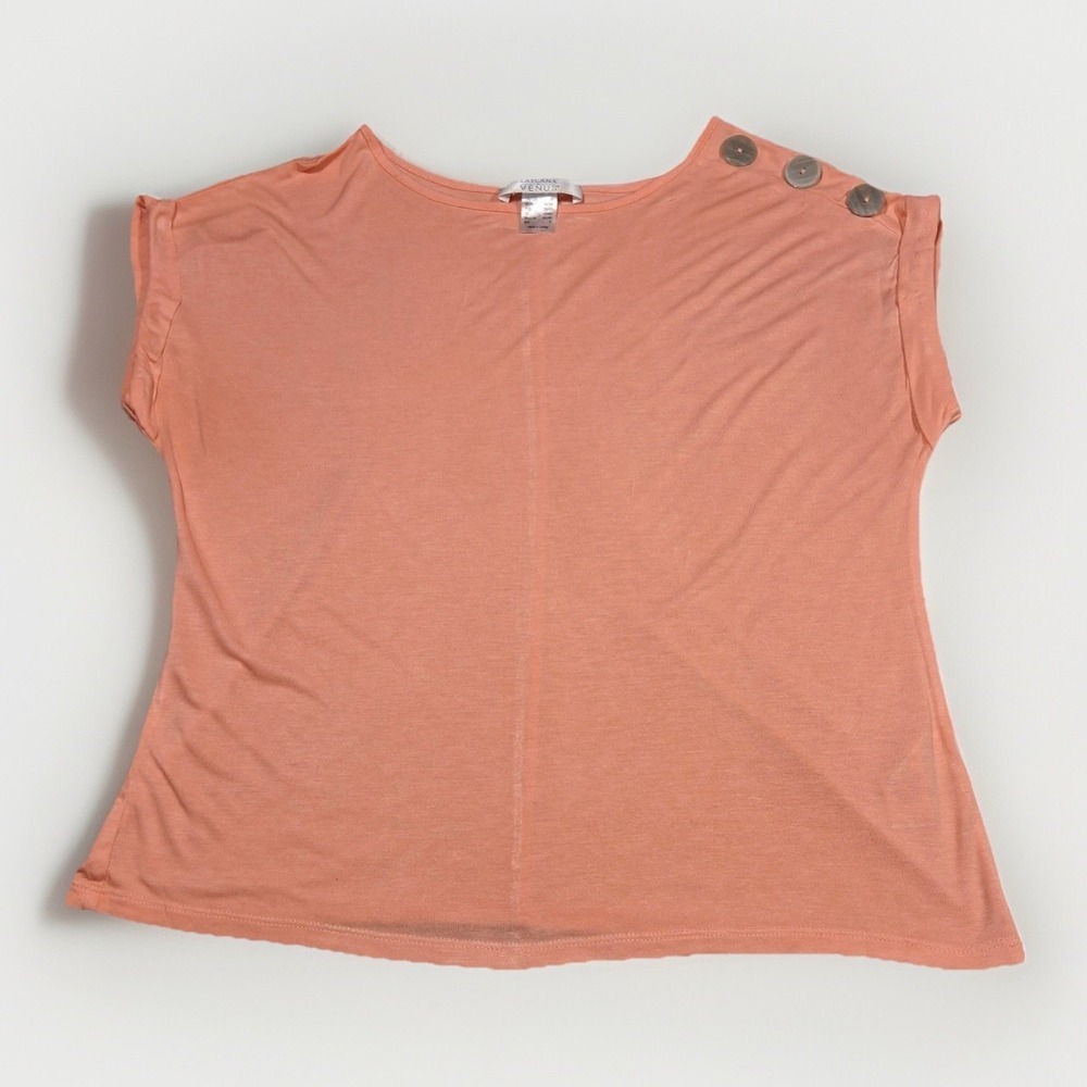 Lascana for Venus Women Coral Peach Shoulder Button Viscose Top Size S J244003